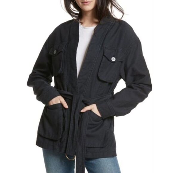 Free People In our Nature Cargo Jacket washed black size small - Picture 1 of 6